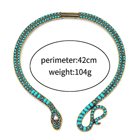 Vintage Pearl Snake Moissanita Stone Necklace Choker Viper Animal Jewelry - Picture 5 of 5